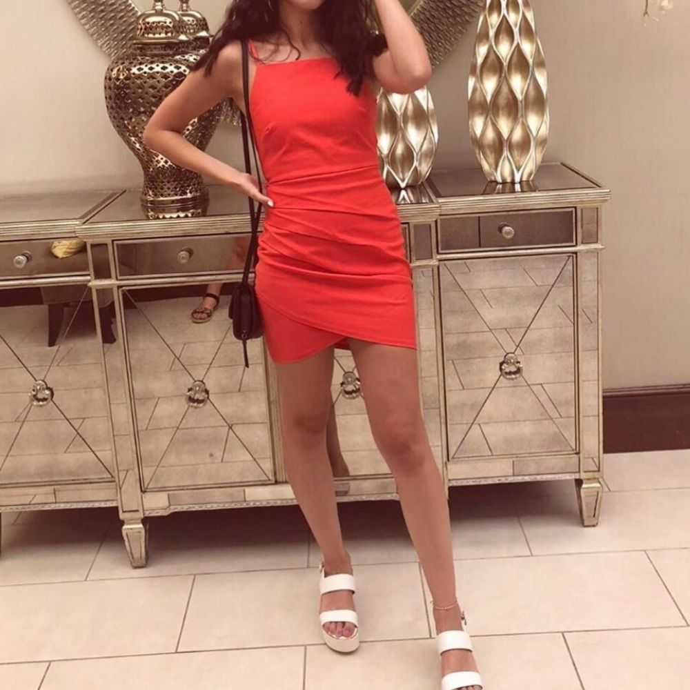 Bright orange mini dress